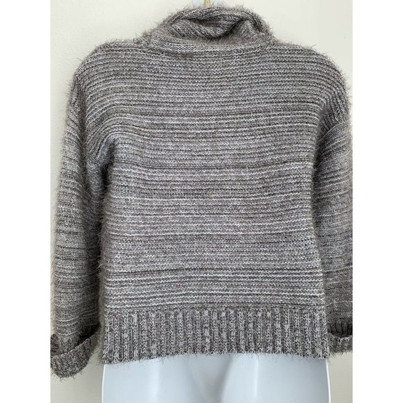 Olive and Oak Stitch Fix Eyelash Cowlneck Chunky Sweater Size Large Gray Blue - Picture 4 of 7